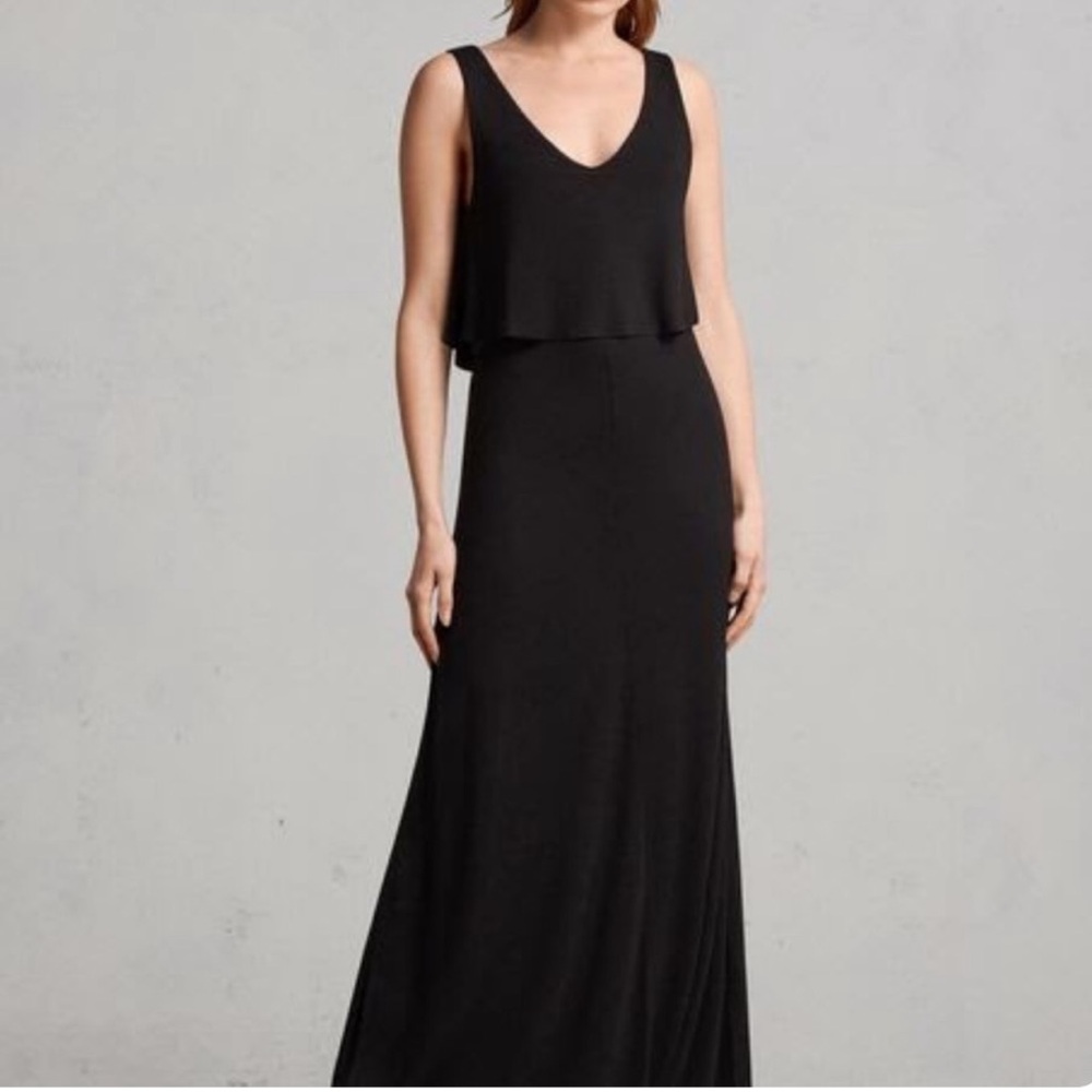 All Saints Helena Black Maxi Dress XS Cut-out, Formal NEW with Tags